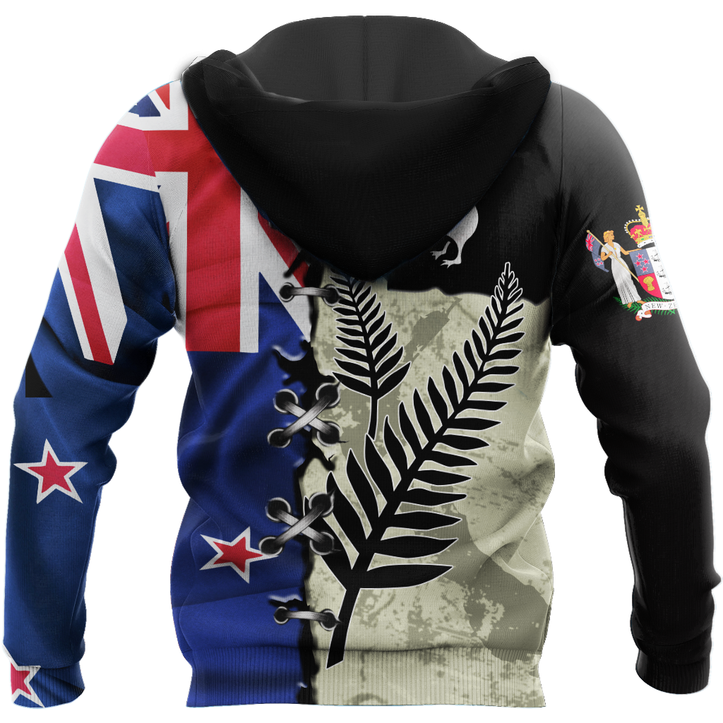 New Zealand Kiwi Bird Silver Fern T-Shirt Hoodie Zip all over shirts For Men and Women TR281202-Apparel-Huyencass-Hoodie-S-Vibe Cosy™