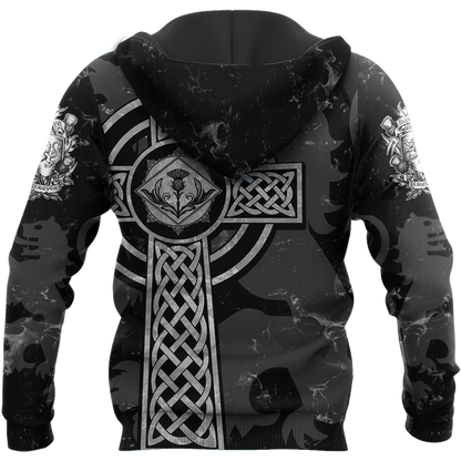 Scottish St-Andrew Thristle Celtic Cross grey ver2 Hoodie AZ210207-Apparel-PL8386-Hoodie-S-Vibe Cosy™