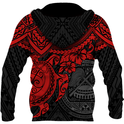 American Samoa Polynesian Hoodie Red Turtle JJ300102 PL-Apparel-PL8386-Hoodie-S-Vibe Cosy™