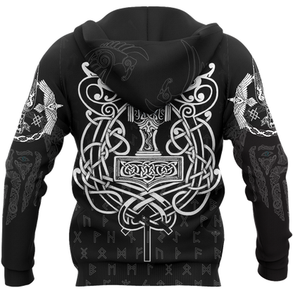 3D All Over Printed Raven And Odin version 1.0-Apparel-HP Arts-Hoodie-S-Vibe Cosy™