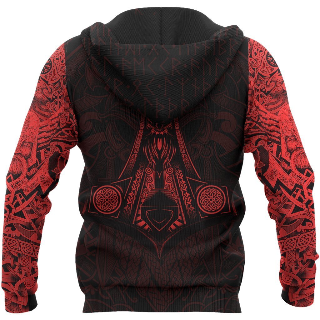 Vikings - The Raven Red of Odin Tattoo-Apparel-HP Arts-Hoodie-S-Vibe Cosy™