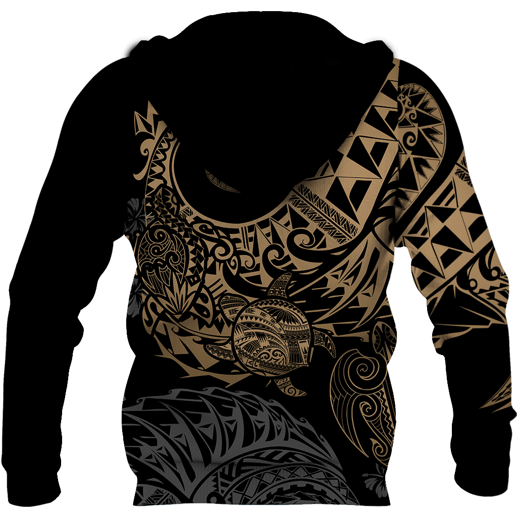 Samoa Polynesian Hoodie - Gold Turtle Flowing 3d all over printed shirt and short for man and women JJ120202 PL-Apparel-PL8386-Hoodie-S-Vibe Cosy™