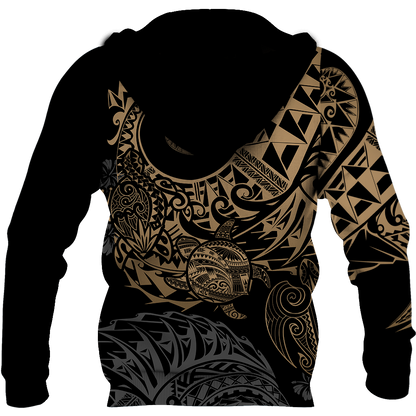 Samoa Polynesian Hoodie - Gold Turtle Flowing 3d all over printed shirt and short for man and women JJ120202 PL-Apparel-PL8386-Hoodie-S-Vibe Cosy™