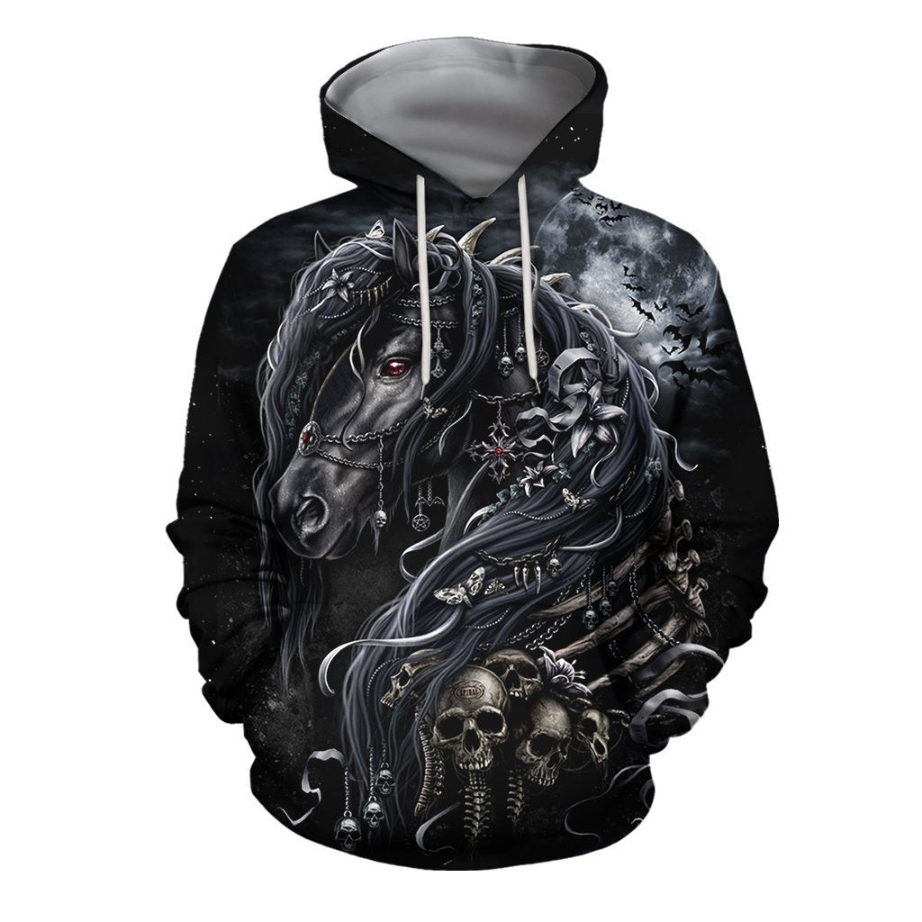 3D All Over Printed Black Horse-Apparel-HP Arts-Hoodie-S-Vibe Cosy™