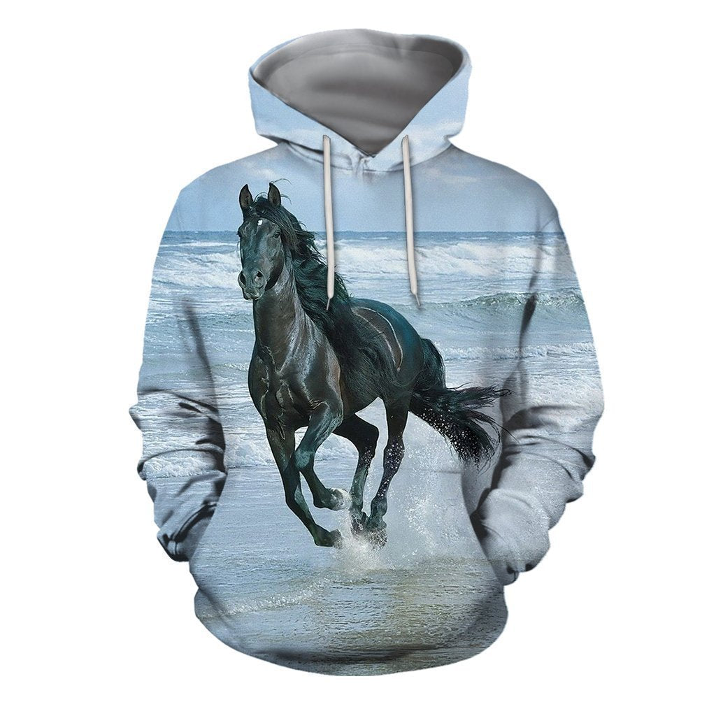 3D All Over Printed Horse Black Shirts And Shorts-Apparel-HP Arts-Hoodie-S-Vibe Cosy™