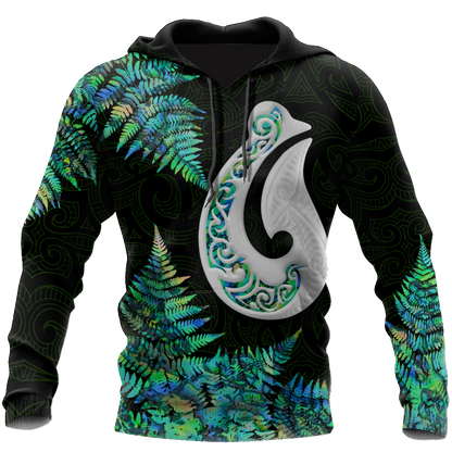 Hei Matau Fish Hook Silver Fern Maori Paua Shell Unisex Shirts