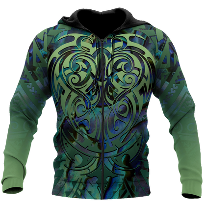 Maori hei matau paua shell 3d all over printed shirt and short for man and women-Apparel-PL8386-Zipped Hoodie-S-Vibe Cosy™