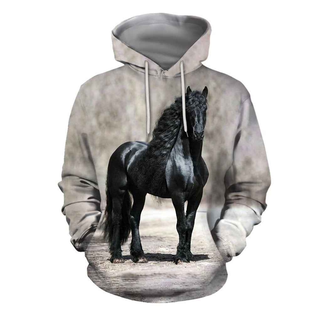 3D All Over Printed Black Horse Shirts-Apparel-HP Arts-Hoodie-S-Vibe Cosy™