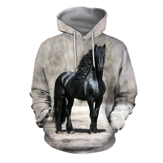 3D All Over Printed Black Horse Shirts-Apparel-HP Arts-Hoodie-S-Vibe Cosy™