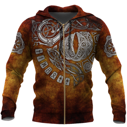 Vikings Tattoo All Over Hoodie-Apparel-HP Arts-Zipped Hoodie-S-Vibe Cosy™
