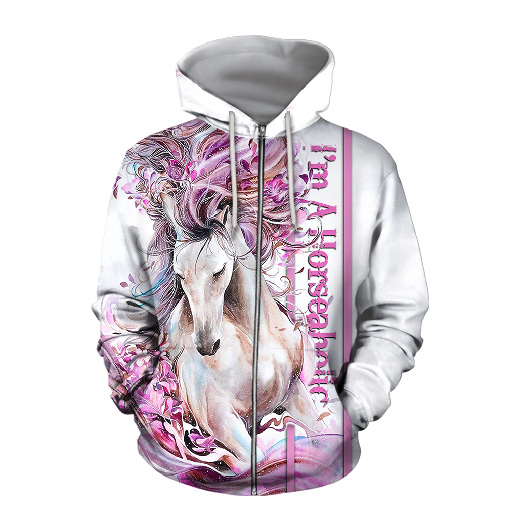 Beautiful Love Horse winter set for Women Pi091201-Apparel-NNK-Zipped Hoodie-S-Vibe Cosy™