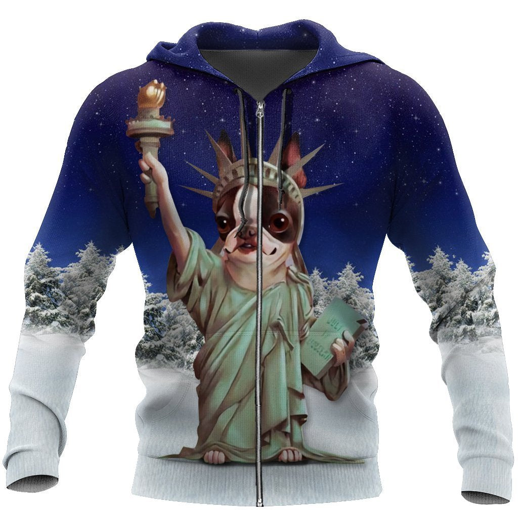 Beautiful 3D liberty chihuahua dog HAC24 HG17101-Apparel-HG-Zipped Hoodie-S-Vibe Cosy™