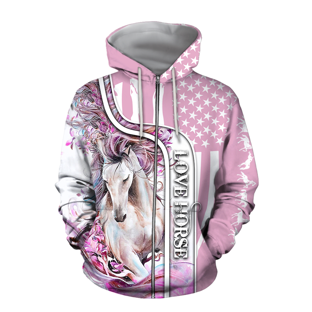 Beautiful Love Horse winter set for Women Pi091203-Apparel-NNK-Zipped Hoodie-S-Vibe Cosy™