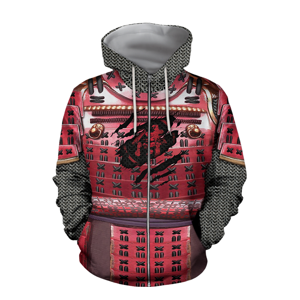 3D All Over Printed Samurai Red Armor-Apparel-6teenth World-ZIPPED HOODIE-S-Vibe Cosy™