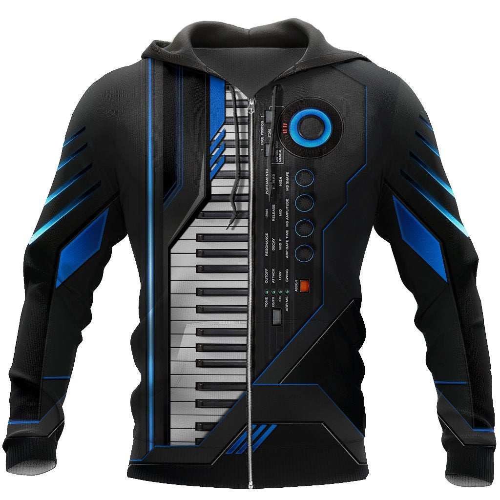 Piano keyboard 3d music hoodie, shirt for men and women HG HAC281101-Apparel-HG-Zip hoodie-S-Vibe Cosy™
