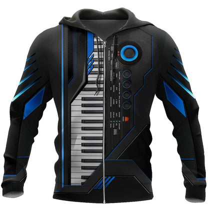 Piano keyboard 3d music hoodie, shirt for men and women HG HAC281101-Apparel-HG-Zip hoodie-S-Vibe Cosy™