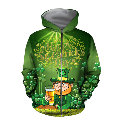 Happy St Patrick's Day Irish Hoodie T-Shirt Sweatshirt for Men and Women Pi170205-Apparel-NM-Zip hoodie-S-Vibe Cosy™