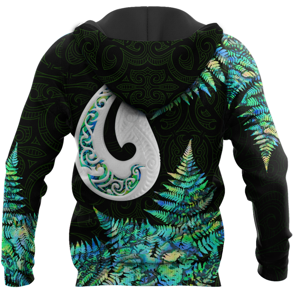 Hei Matau Fish Hook Silver Fern Maori Paua Shell Unisex Shirts