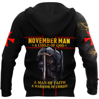 November Man A Child Of God A Man Of Faith A Warrior Of Christ 3D All Over Printed Shirts For Men and Women TA09202001S11