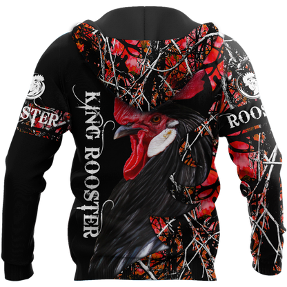 King Rooster 3D All Over Printed Unisex Hoodie ML