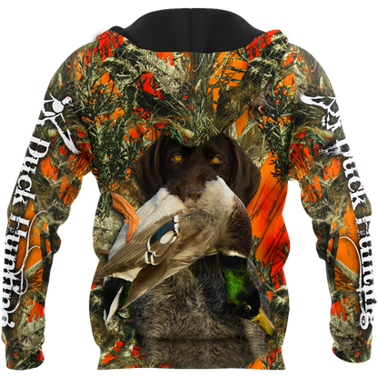 Duck Hunting Labrador Retriever Orange Camo 3D All Over Print  Hoodie Pi17082001S