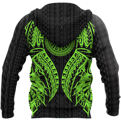 Amazing Polynesian Tattoo Green Hoodie-ML-Apparel-ML-Zipped Hoodie-S-Vibe Cosy™