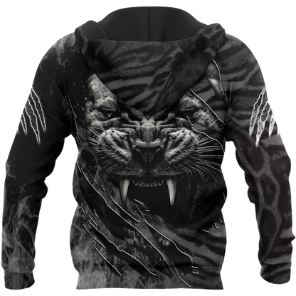 Warrior White Tiger Hoodie Over Printed for Men and Women