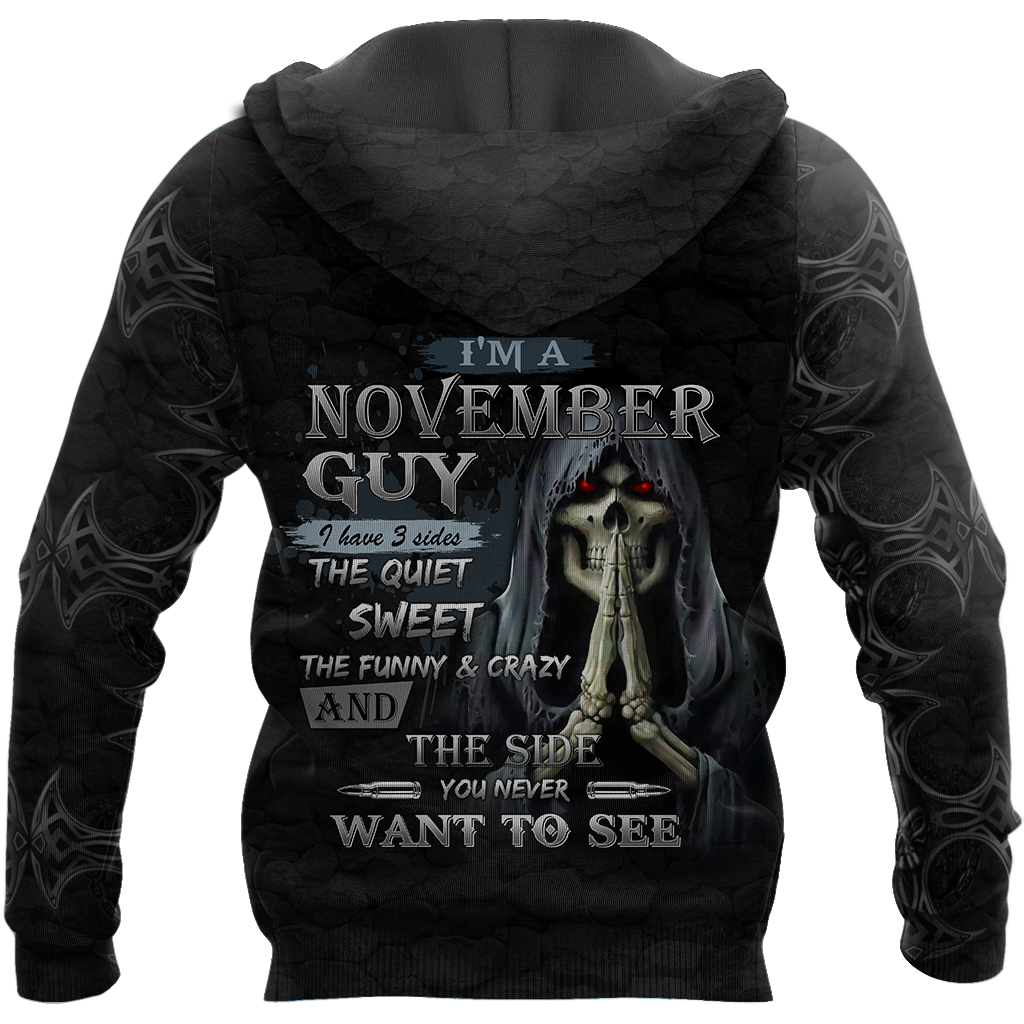 November Guy Skull 3D All Over Printed Shirts JJW28102005