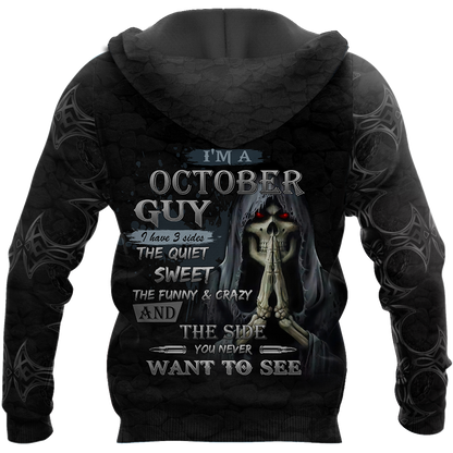 October Guy Skull 3D All Over Printed Shirts JJW28102004