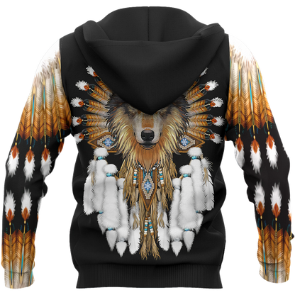 Native American Wolf Hoodie T Shirt For Men and Women HAC210405-Apparel-NM-Hoodie-S-Vibe Cosy™