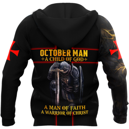 October Man A Child Of God A Man Of Faith A Warrior Of Christ 3D All Over Printed Shirts For Men and Women TA09202001S10