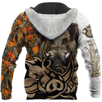 Boar Hunter Oreange Camo 3D All Over Print  Hoodie DL20102003