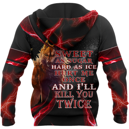 Red Thunder Wolf 3D All Over Printed Shirts For Men and Women HAC080102