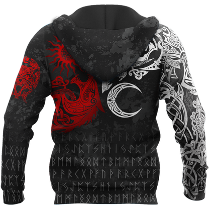 Red and White Norse Wolves 3D All Over Printed Hoodie TR2309202