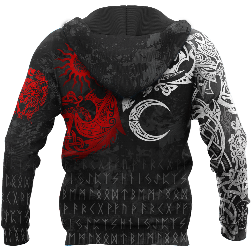 Ragnarok Monsters Red Sköll and Hati 3D All Over Print Hoodie