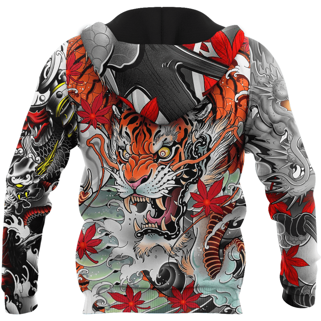Japanese Samurai Tattoo 3D Over Printed Unisex Hoodie ML