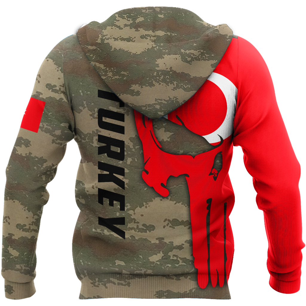 Turkey Skull Flag Camo Style 3D All Over Printed Hoodie Shirt Limited by SUN QB06232006-Apparel-SUN-Hoodie-S-Vibe Cosy™