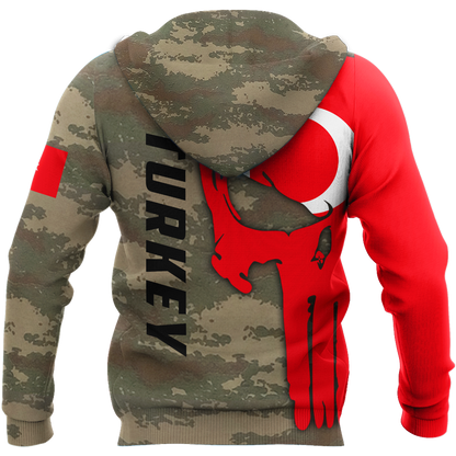 Turkey Skull Flag Camo Style 3D All Over Printed Hoodie Shirt Limited by SUN QB06232006-Apparel-SUN-Hoodie-S-Vibe Cosy™