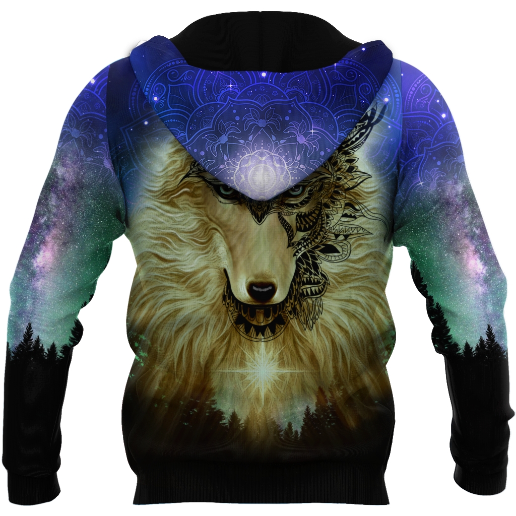 Native Wolf Mandala Pattern All Over Printed Unisex Deluxe Hoodie ML