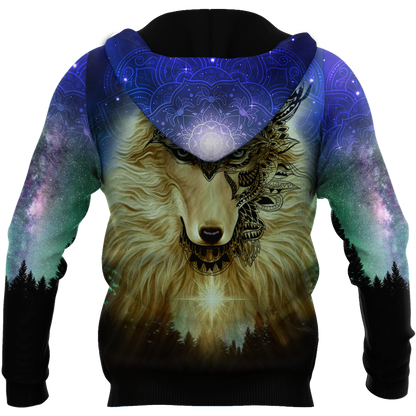 Native Wolf Mandala Pattern All Over Printed Unisex Deluxe Hoodie ML