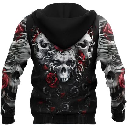 Unique Skulls And Roses Hoodie For Men And Women MEI