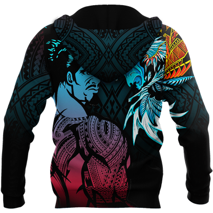 Amazing Polynesian Warrior 3D Tattoo Unisex Deluxe Hoodie ML