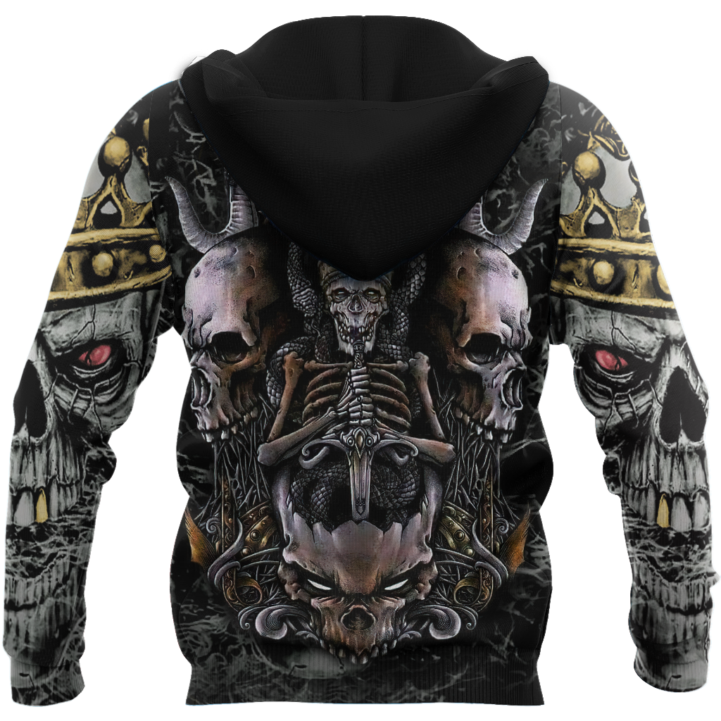 Skull King All Over Printed Hoodie For Men And Women MEI