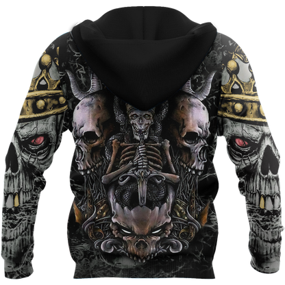 Skull King All Over Printed Hoodie For Men And Women MEI