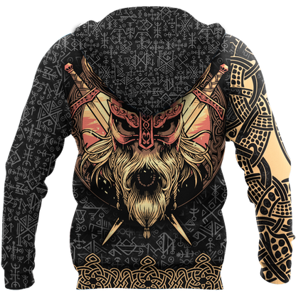 Love Skull Viking 3D all over printed for man and women QB06062004-Apparel-PL8386-Hoodie-S-Vibe Cosy™