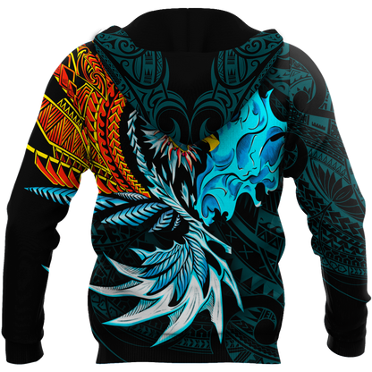 Amazing Eagle Warrior Polynesian 3D Tattoo Unisex Deluxe Hoodie ML