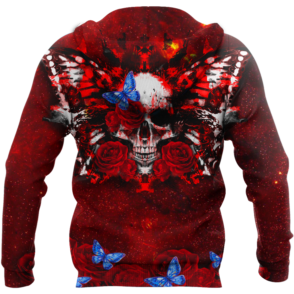 Butterfly love Skull red 3D all over printed for man and women QB05312002-Apparel-PL8386-Hoodie-S-Vibe Cosy™