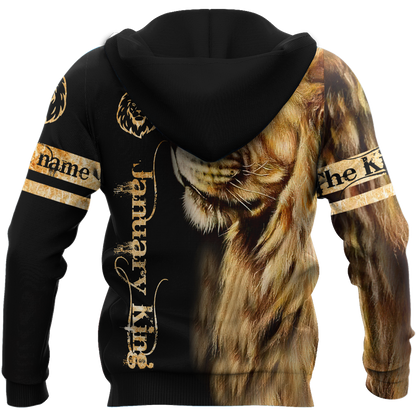 Custom Name January King Lion  3D All Over Printed  Unisex Shirt