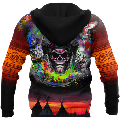 Love Skull native 3D all over printed for man and women QB06082002-Apparel-PL8386-Hoodie-S-Vibe Cosy™