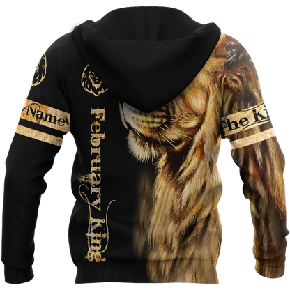 Custom Name February King Lion  3D All Over Printed  Unisex Shirt